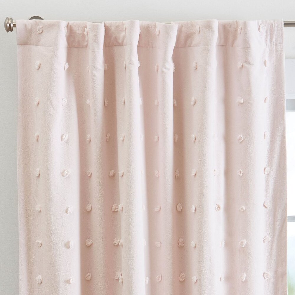 Pottery Barn Tufted Dot Blackout Curtain Window Panel Blush Pink 52" x 96" NWT